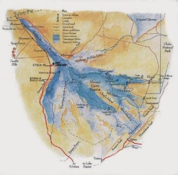 71.Delta-del-Okavango Mapa del Delta del Okavango.